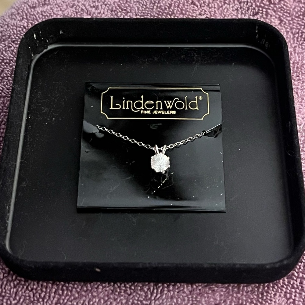 Linden Clear Stone Pendant Necklace in Silver Tone
